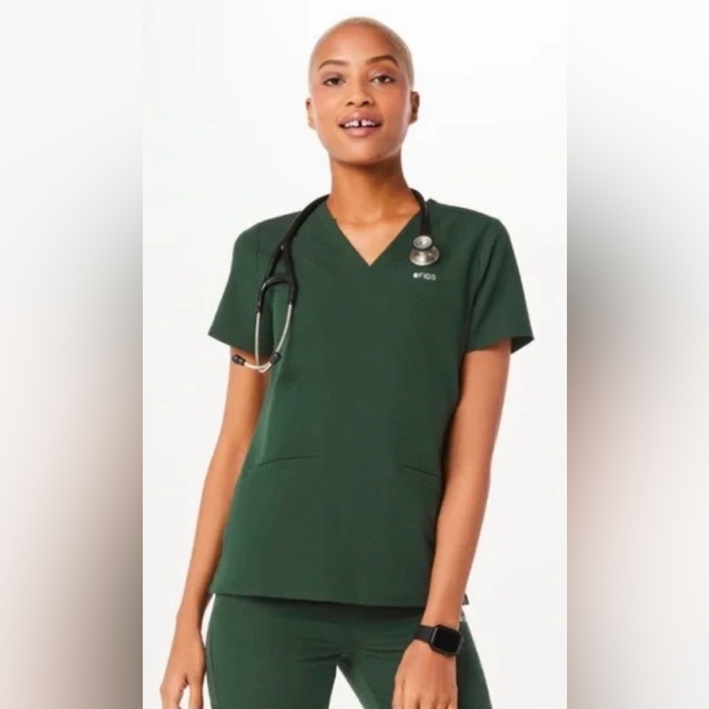 FIGS Rare Technical Collection Casma Scrub Top British Racing Green VNeck W’s XL - Picture 8 of 8
